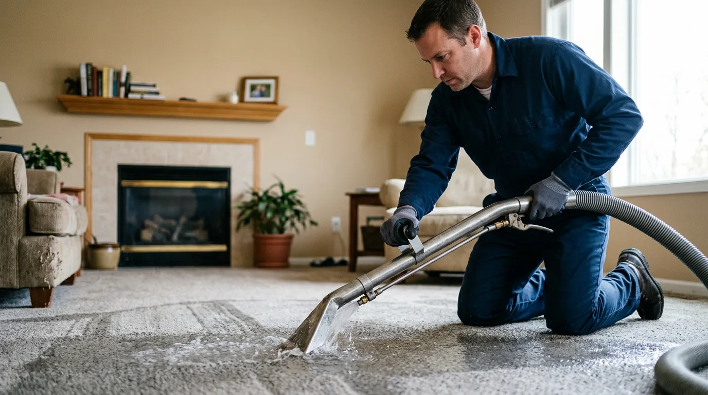 Water damage restoration technician working near Odessa, MN